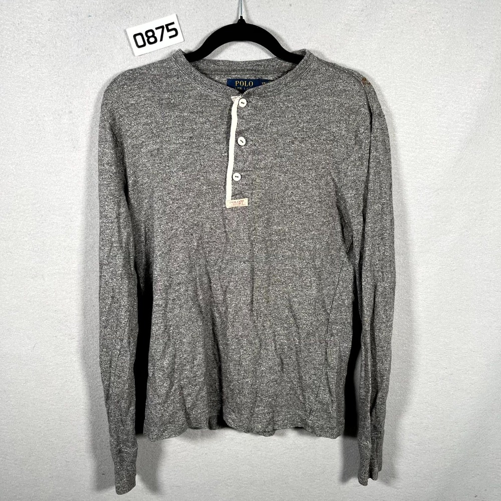 Polo Ralph Lauren Henley Shirt Mens XS Heather Gray Cotton Long Sleeve‎ Outdoor